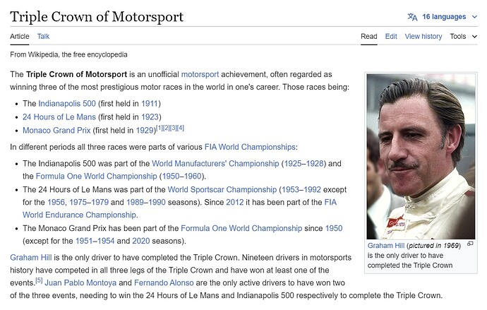 Triple Crown of motorsport