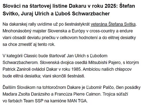 Slovaci na Dakar 2025